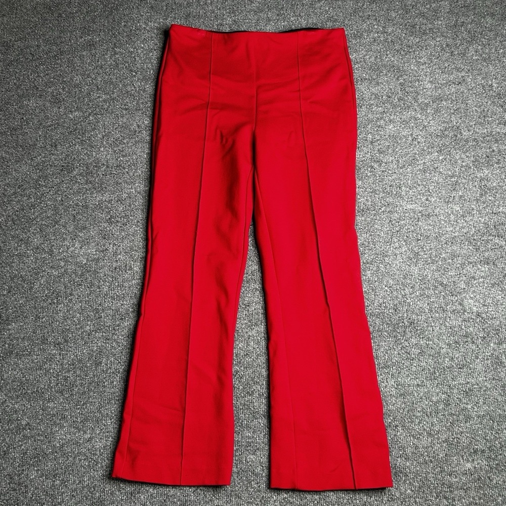 Lysse New York Pull On Flare Crop Pants Women Large Red Pintuck Seam